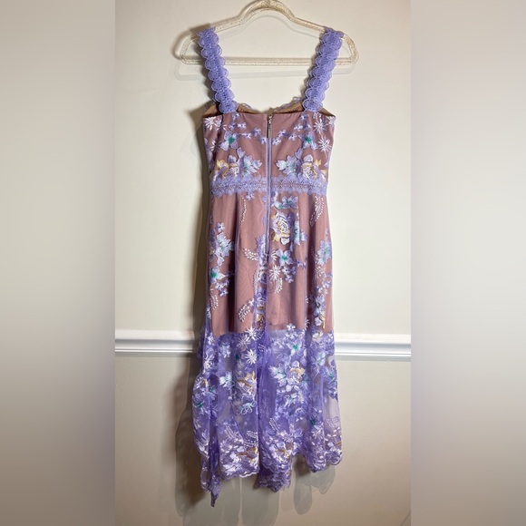 Bronx and Banco NWOT Eva Midi Dress in Lilac Floral Embroidery Size XS US 2 - Picture 9 of 14